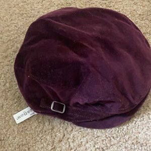 Velvet Burgundy Newsboy Cap